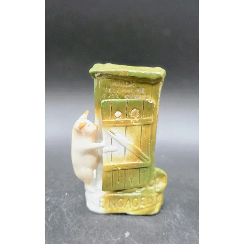 Antique German Fairing Pig OutHouse Bud Vase, Engaged German Souvenir Prize 4.5